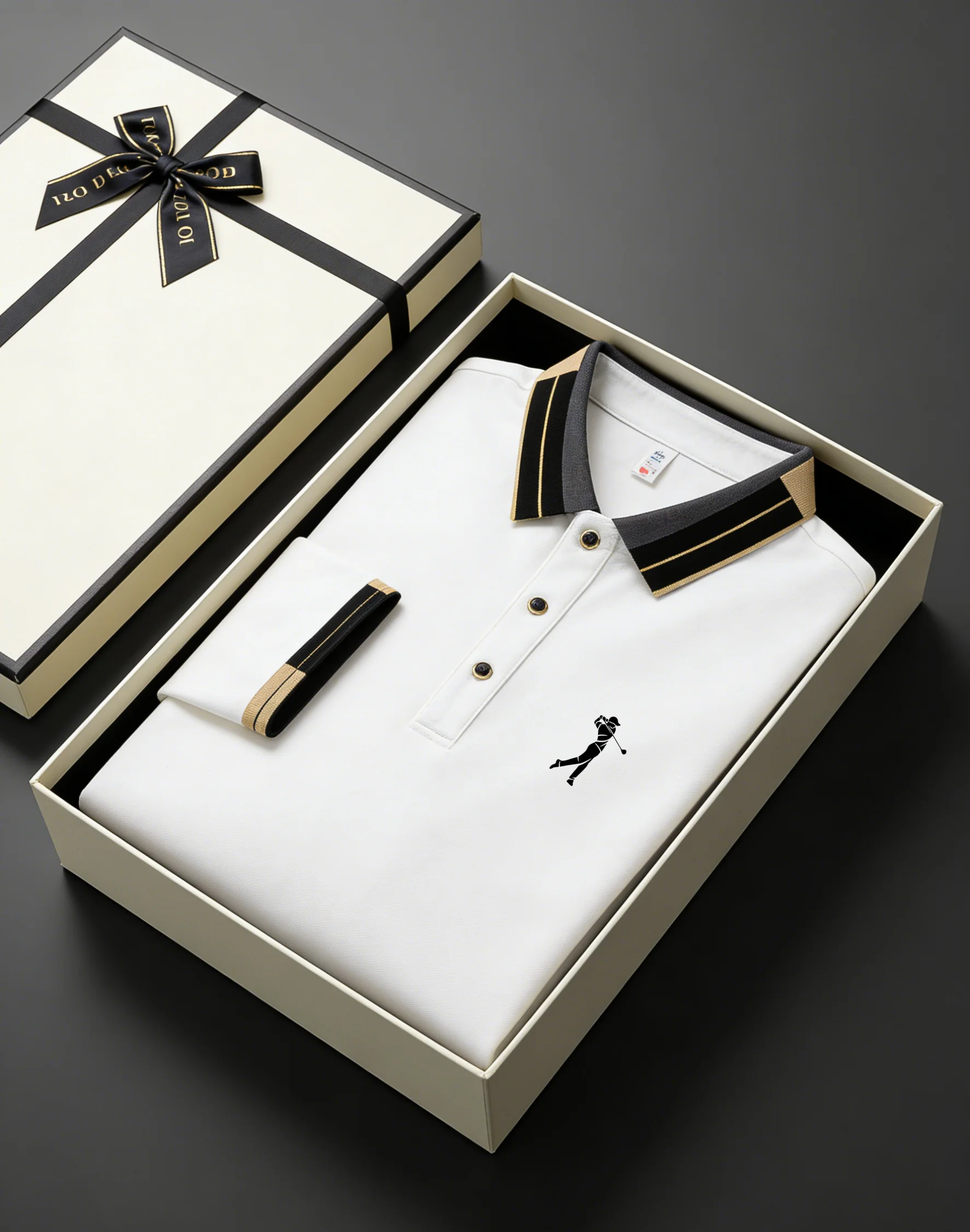 Men's Golf-Inspired Short Sleeve Polo Shirt – Striped Trim Collar & Cuffs Premium Cotton Casual Shirt for Business & Sports