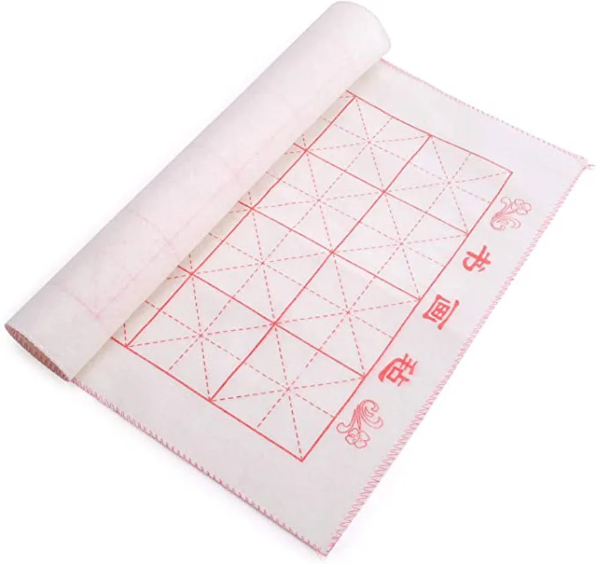 Xuan Paper Painting Felt Mat Desk Pad with Grids (10 x 10 cm) for Practice Calligraphy Brush Paintings Drawing Writing