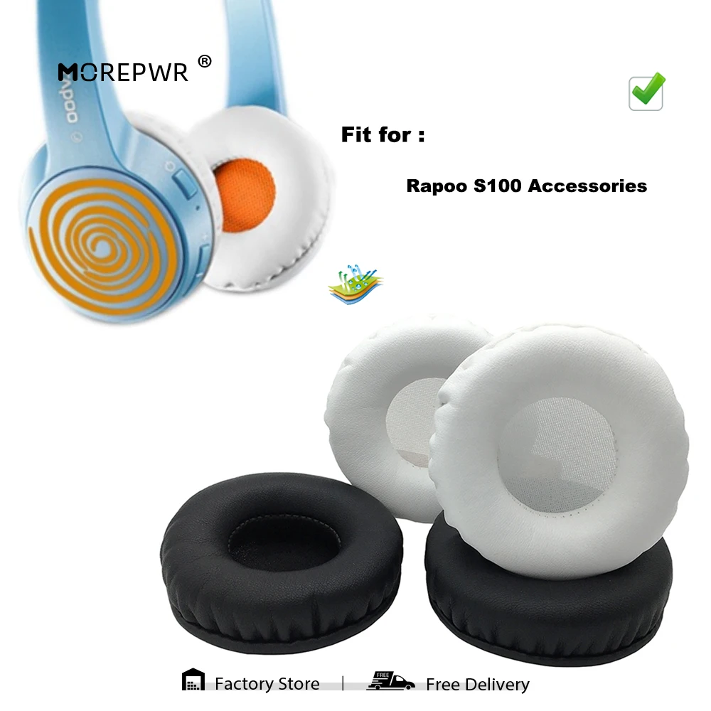 

Morepwr New Upgrade Replacement Ear Pads for Rapoo S100 Accessories Headset Parts Leather Cushion Velvet Earmuff Sleeve Cover