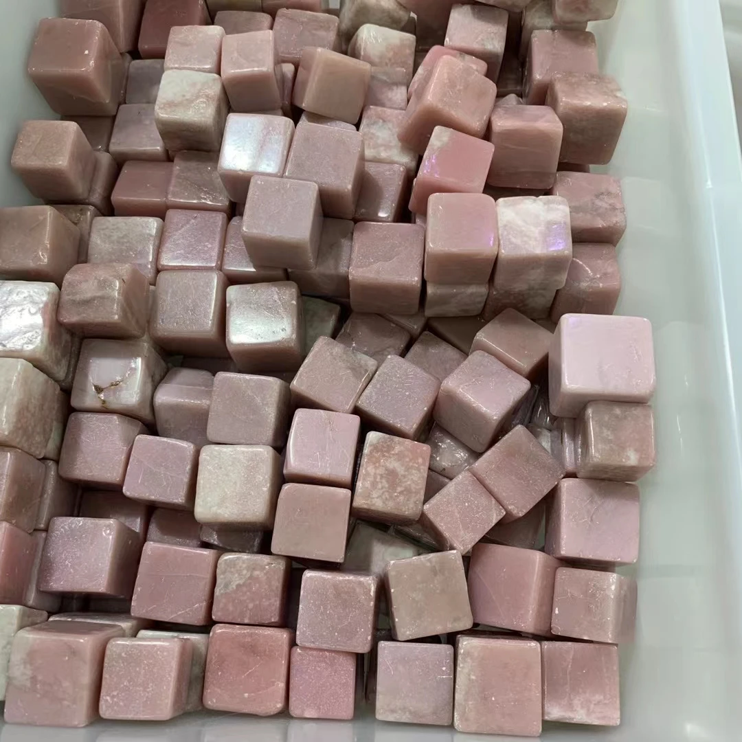 

1000g/bag Natural Pink Opal Ornaments Cube Shape Reiki Meditation Specimens Chakra Fish Tank Garden Decoration Gift