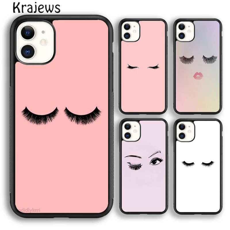 Krajews Eyes Eyelash Aesthetic Soft Phone Case Cover For iPhone 16 15 SE2020 14 6 7 8 plus 11 12 13 pro max coque Fundas