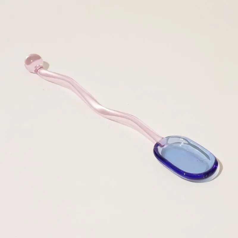 

Colored Glass Coffee Mixing Spoon Dessert Spoon Ins Wind Glass Small Spoon