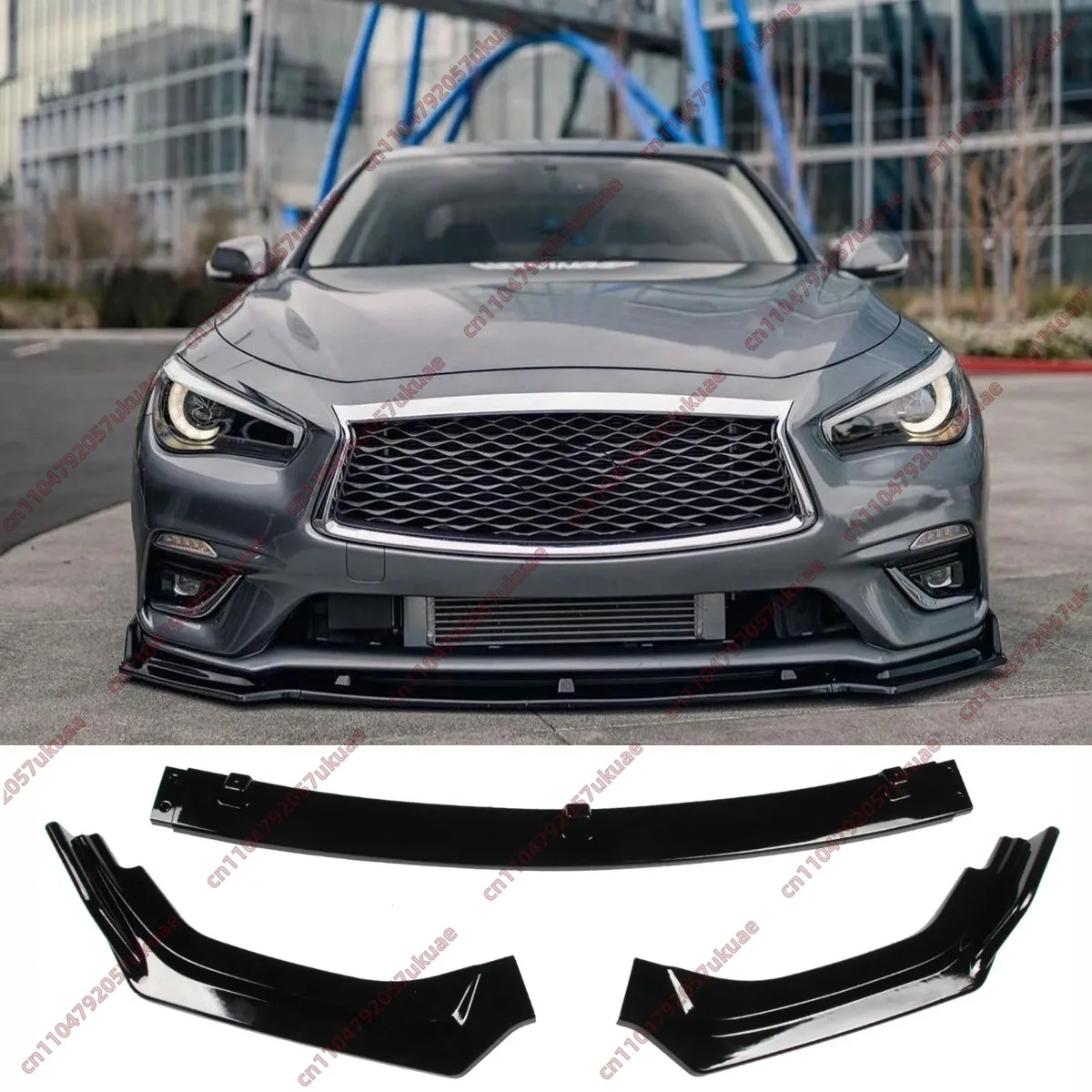 

Front Splitter For Infiniti Q50 Basic Version 2018-2024 Bumper Lip Spoiler Diffuser Under Chin Apron Guard Cover Bodykits Tuning