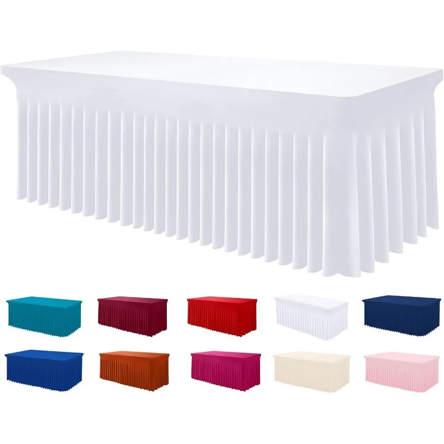 

Скатерть Smiry из спандекса для прямоугольных столов 6 футов, водонепроницаемая, моющаяся, эластичная, с резинкой, белая, для улицы