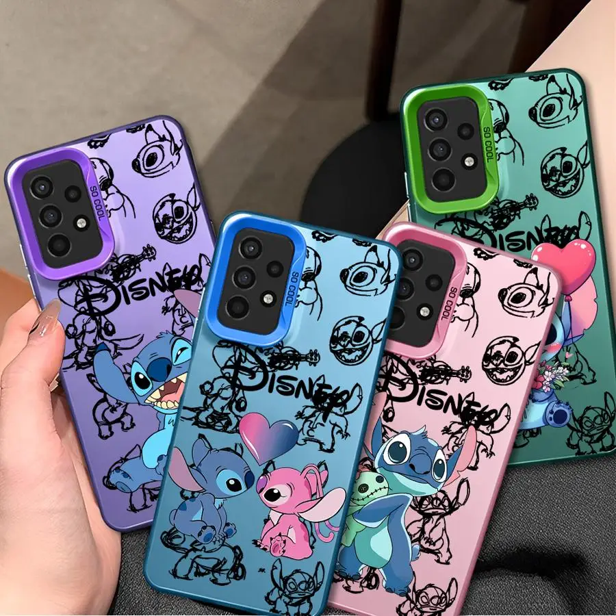 Lovely Disney Caroon Stitch Phone Case for Samsung A55 A33 A25 A54 A22 A53 5G A72 A21s A32 A35 A51 A52s Shockproof Shell Cover