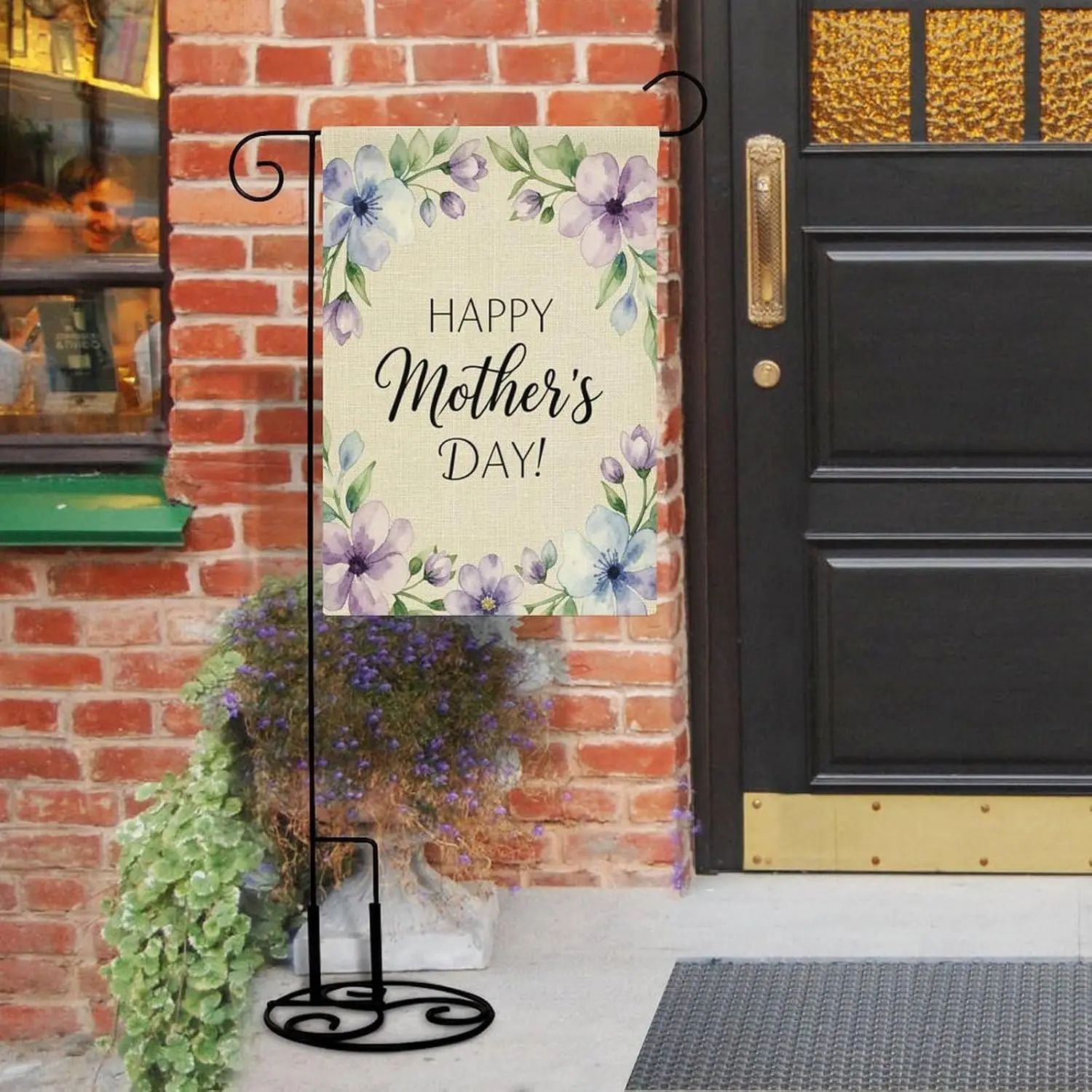 12x18 Inch Happy Mother's Day Violet Garden Flag Double Sided Vertical Burlap Yard Decor AAS