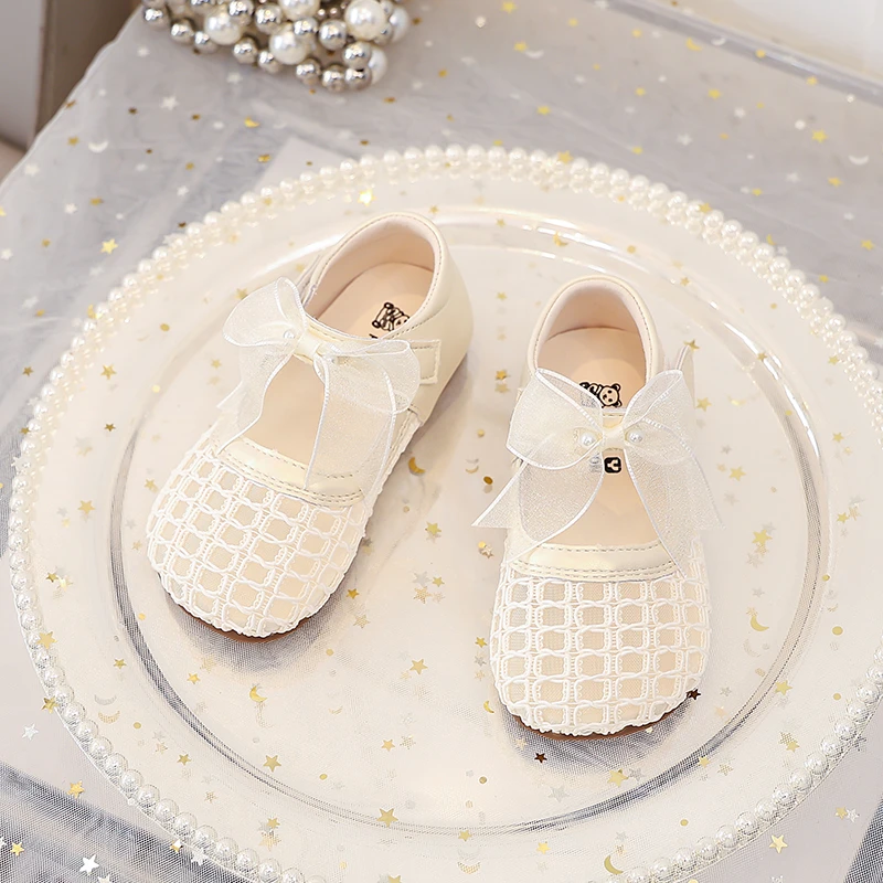 Mädchen Mesh Prinzessinnen-Schuhe Atmungsaktive Weiche Sohle Kinder Flache Schuhe Süße Spitzenschleifen 2026 Sommer Neue Kinder Freizeitschuhe Rutschfest – Detail 4