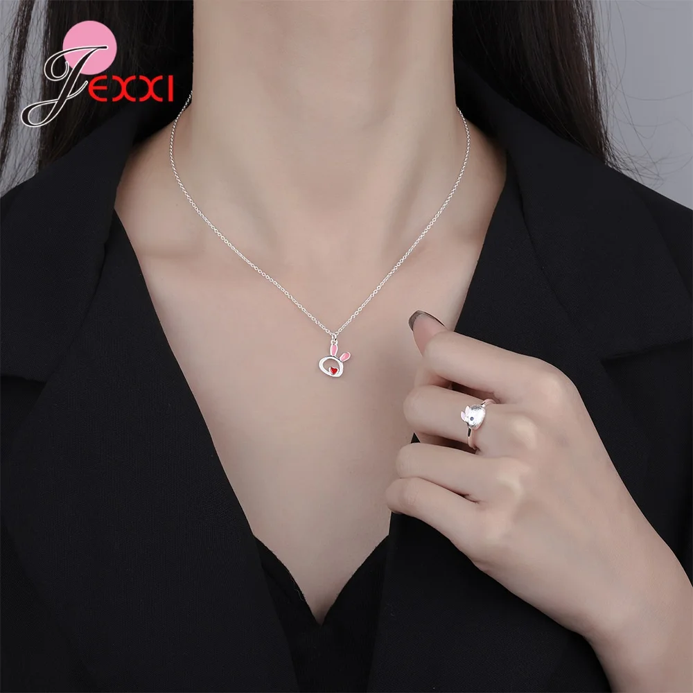 Fashion Cute 925 Sterling Silver Rabbit New Arrival Adjustable Rings For Women Lady Girl Silver 925 Jewelry