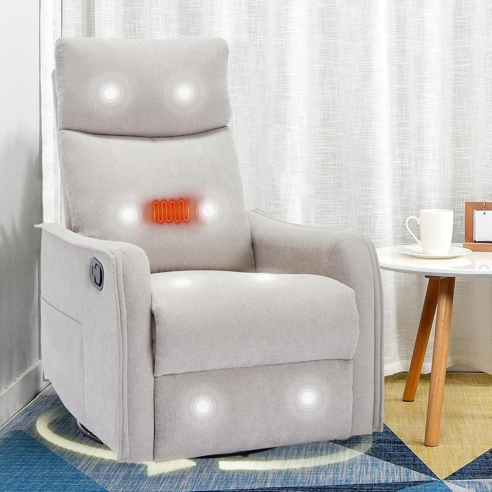 

Rocker Recliner Chair with Heated Massage, Rocker Reclining Chairs for Small Spaces, High Back