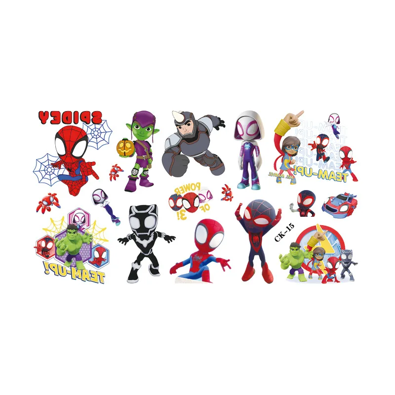 1Pcs Spidey And His Amazing Friends Tattoo Stickers Cartoon Children's Temporary Tattoos Kids Girl Art Tattoos Birthday Gift