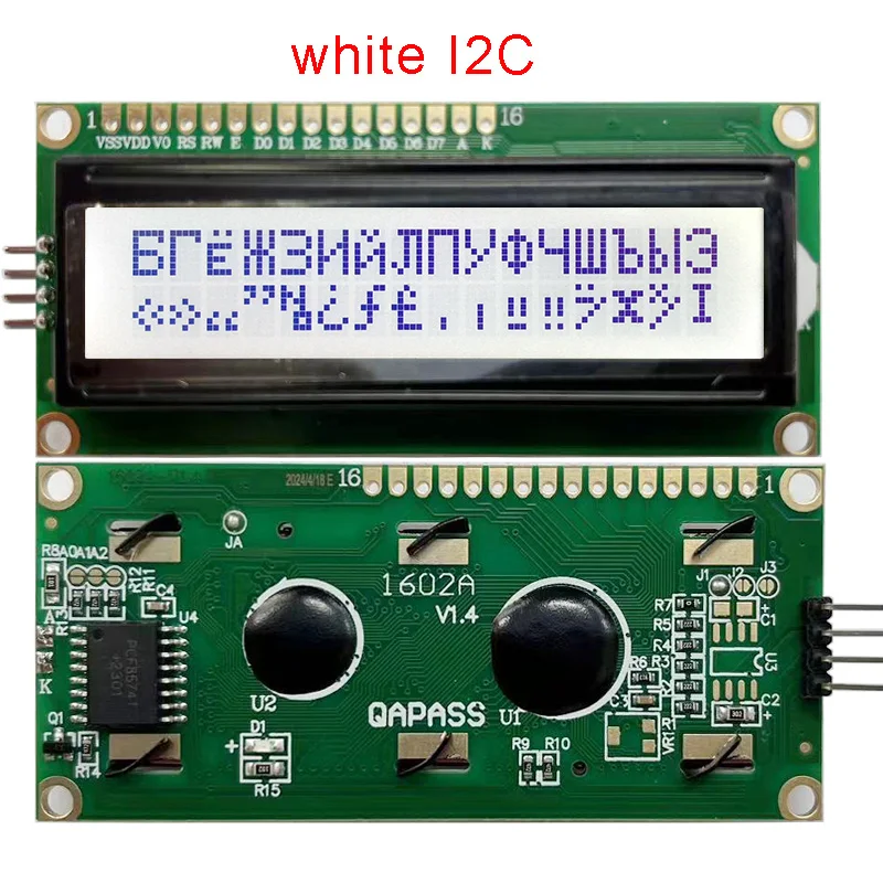 16x2 1602 Русский цириллический язык шрифта ЖК-дисплей Модуль IIC I2C Интерфейс Синий Зеленый Белый Серый Черный FSTN Экран PCF8574A