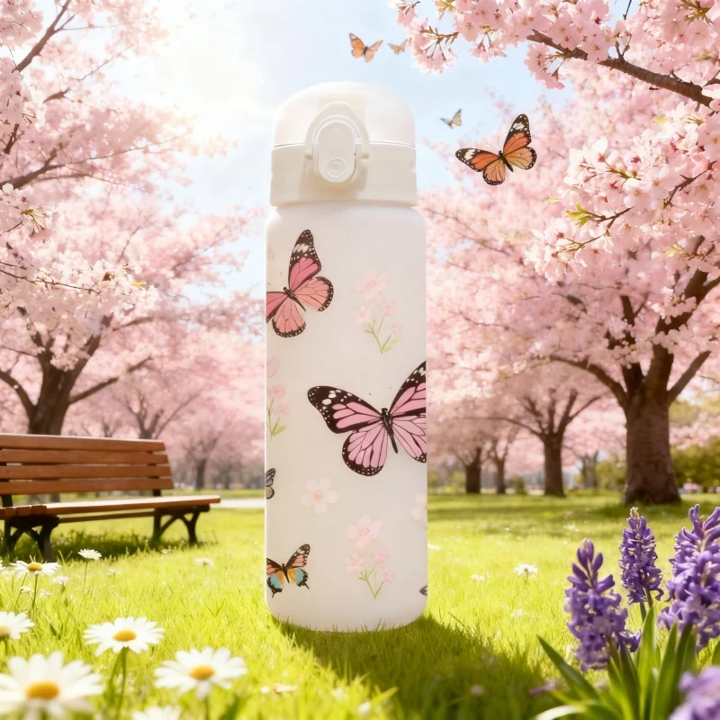 

3D Printed Butterfly All-Over Design 780ML Water Bottle – PVC-Free Sports Cup with Leak-Proof Flip Lid | Perfect for Gym Session