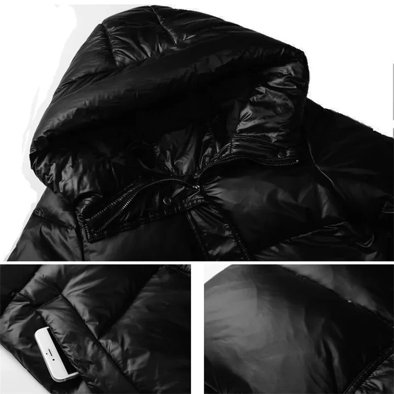 Chaquetas de plumón de algodón para mujer, Parkas largas ajustadas con capucha, abrigos cálidos para mujer, abrigos negros a prueba de viento, ropa de calle 2024