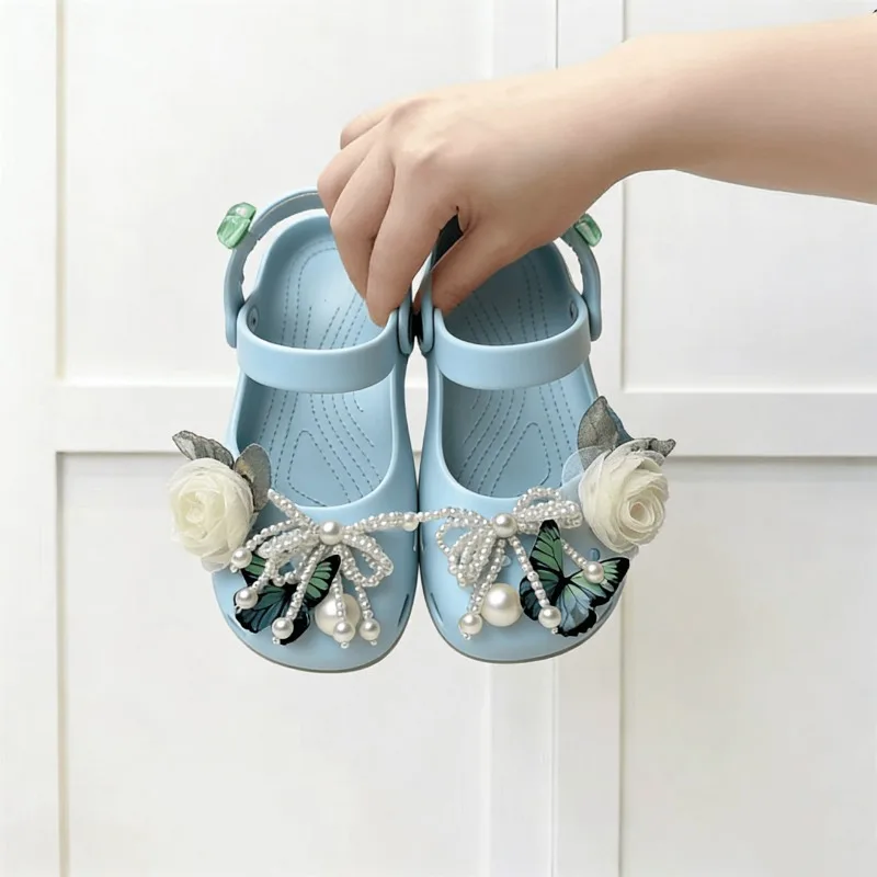Mädchen-Slipper mit süßen Perlen, Kinder-Strandschuhe, Blumen, ausgehöhlt, atmungsaktiv, Sommer 2026, neue Freizeitschuhe für Kinder, weiche Sohle – Detail 6