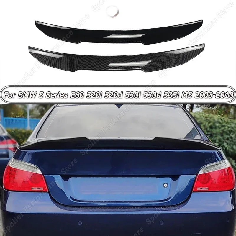 

For BMW 5 Series E60 520i 520d 530i 530d 535i M5 2003-2010 Gloss Black/Carbon Look PSM Style Rear Spoiler Wing Body Kit Tuning