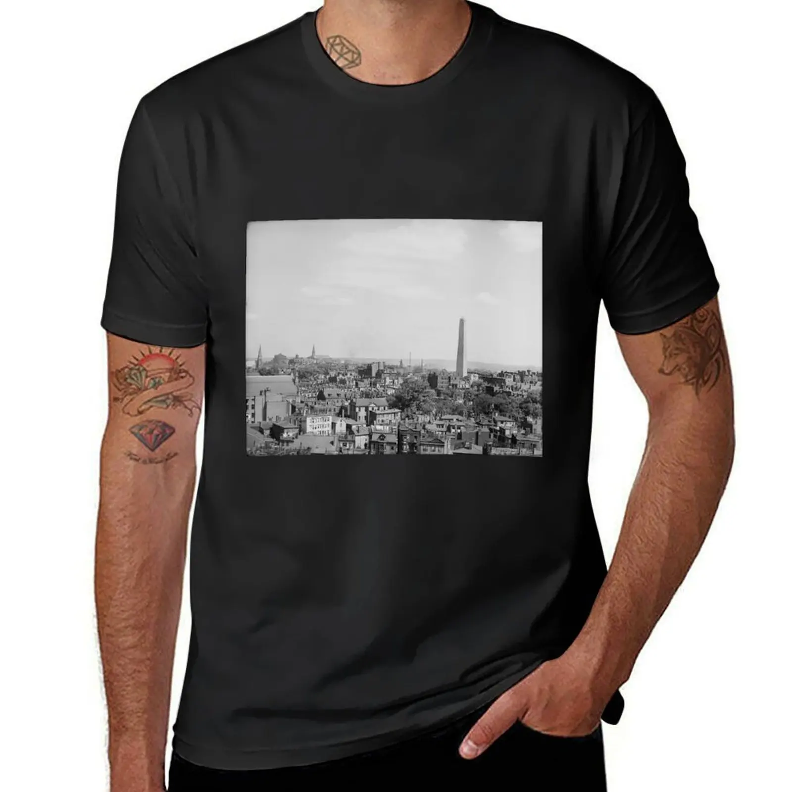 Vintage Photograph of Charlestown Massachusetts T-Shirt plus size tops tees blacks slim fit t shirts for men