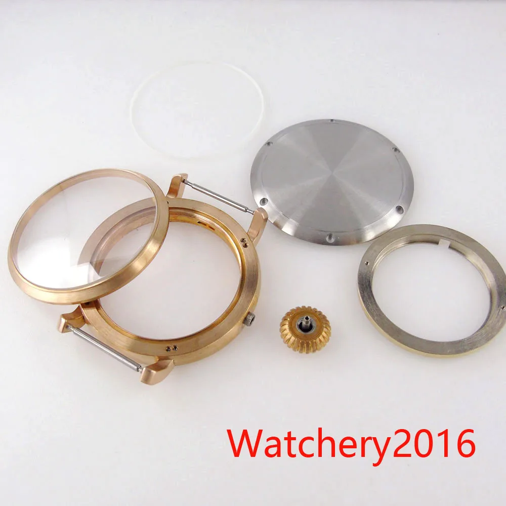 46mm Brushed CUSN8 Real Solid Bronze Case Sapphire Glass Luxury Watch Case Fit NH35 NH36 NH34 Automatic movement