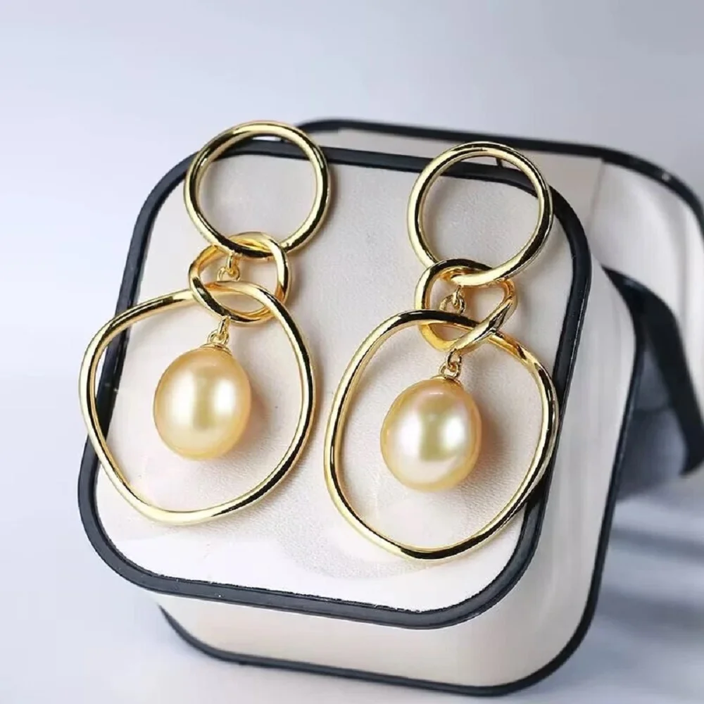 

Gorgeous Pearl Earrings AAA10-12mm Natural South Sea Water Drop Pearl Earrings 925s