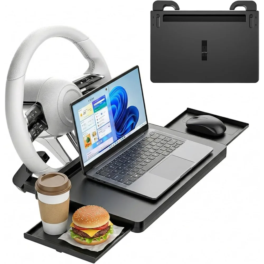 

Многофункциональный автомобильный столик-поднос для еды, складной столик для ноутбука, подставка для руля автомобиля, регулируемый держатель для стакана и компьютера HD