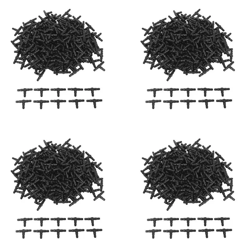 A01F-800Pcs 1/4 Inch Universal Barbed Tee Fittings, Drip Irrigation Barbed Connectors For 1/4 Inch Water Hose Connectors