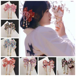 Japanese Women Girls Red Tassel Headdress Hairpin Kimono Lolita Beautiful Sakura Cosplay Hair Clip Side Clip Hair Accessories