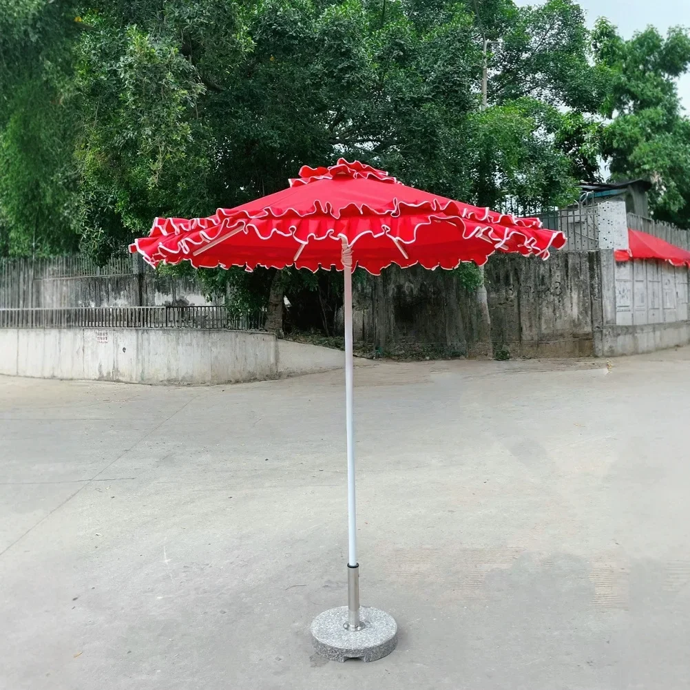 A Outdoor Parasol Design Creative Lace Central Post Umbrella Aluminum Alloy 8 Bone Umbrella Frame Courtyard Pool Terrace