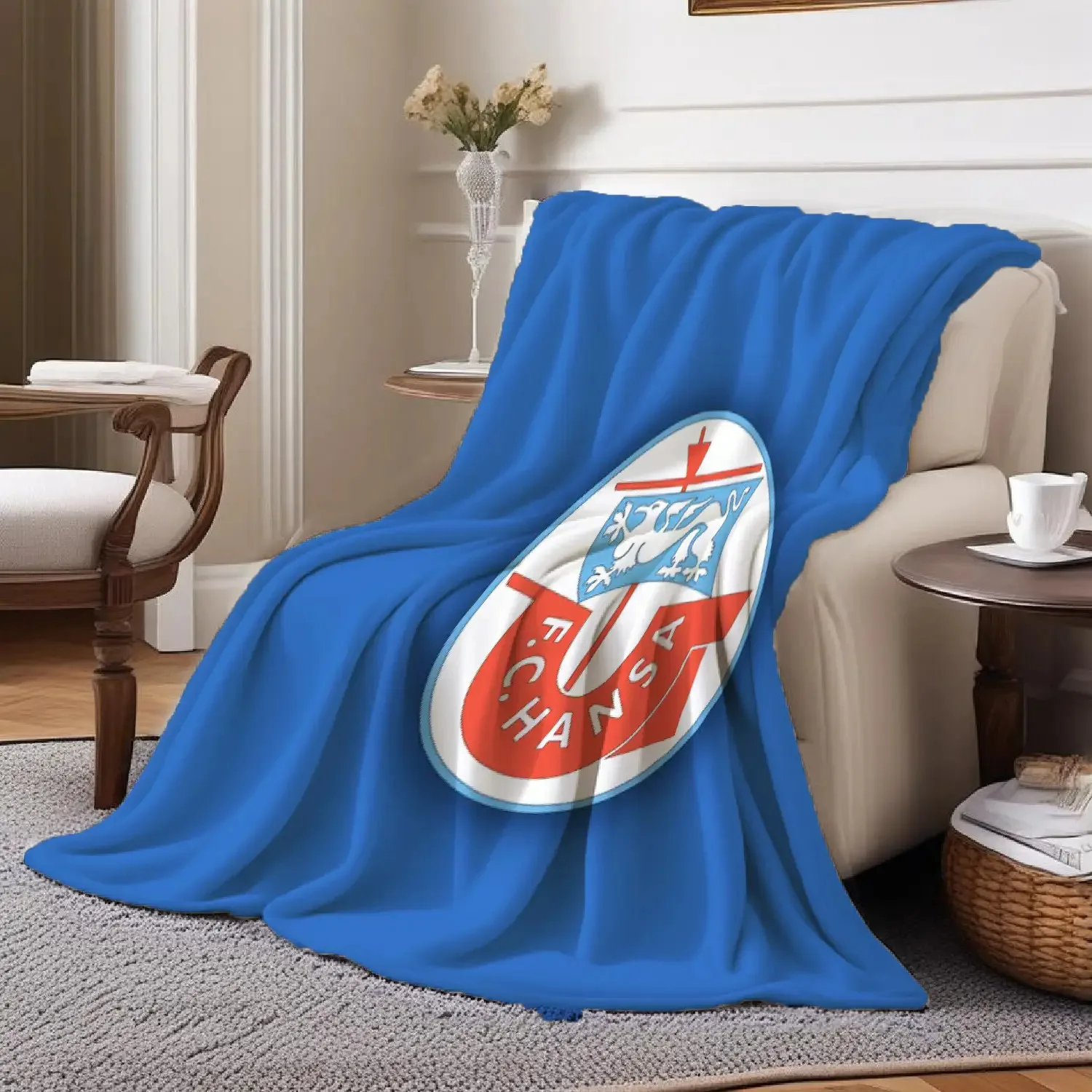 Hansa Rostock'S Circular Emblem The Lion And The Club'S Identity Flannel Blanket - Comfortable All-Season Blanket, Very Suitable
