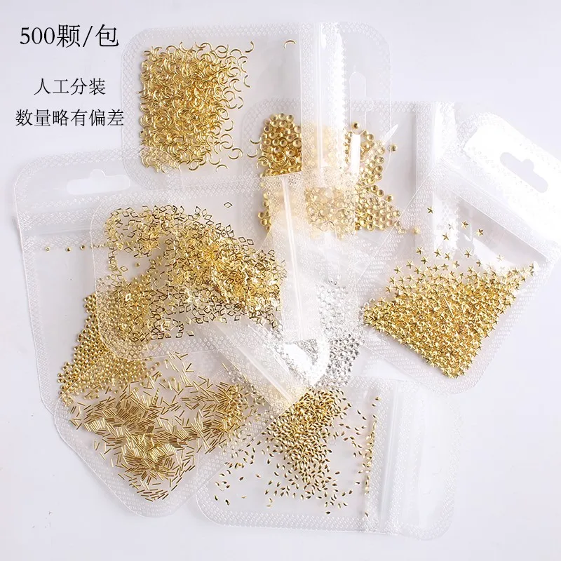 500 pz/borsa chiodo metallo rivetti Charms gioielli 0.8-2mm Ultra-piccolo oro/argento 3D rivetti borchie per unghie arte decorazione fai da te #