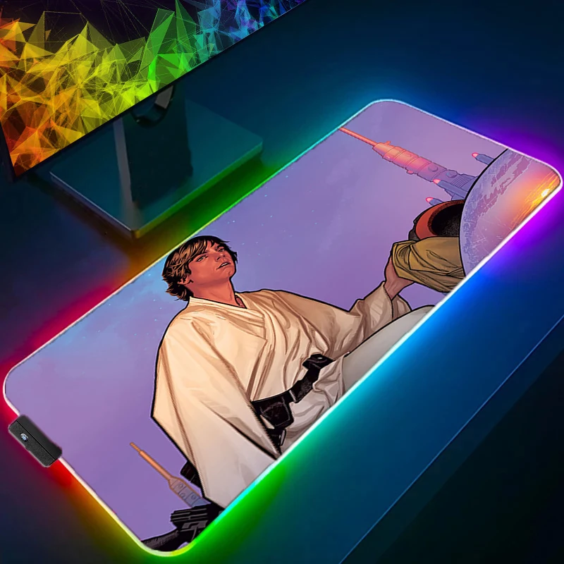 RGB LED ماوس الوسادة المطاطية الألعاب S-star W-wars اكسسوارات ألعاب خزانة السجاد مكتب الكمبيوتر حصيرة مكتبية لوحة المفاتيح