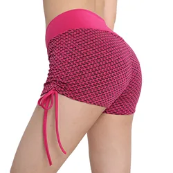 Pantalones cortos deportivos para mujer, Shorts con cintura elástica cruzada en V, parte inferior deportiva con cordón para Yoga, gimnasio, ejercicio de entrenamiento