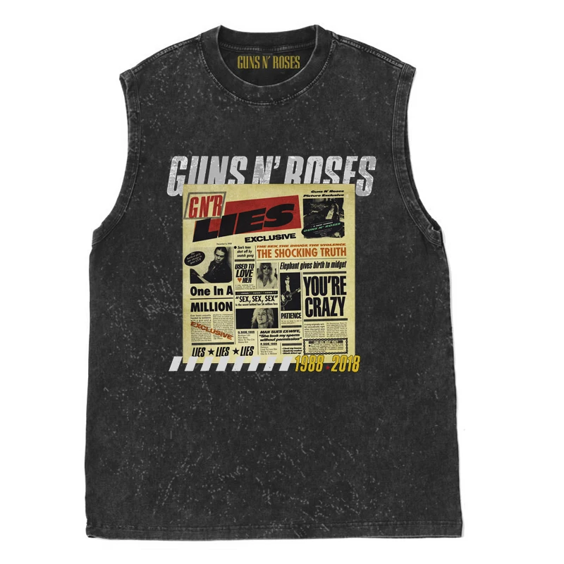 100% Cotton Guns N Roses Vintage American Vintage Rock Wash Old Sleeveless Vest T-shirt Tank Tops Gym Clothing