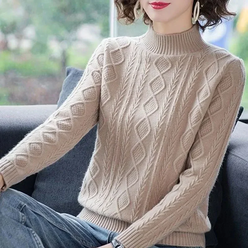 2024 Autumn Winter New Fashion Turtleneck Sweater Women Long Sleeve Pullovers Office Ladies Clothing Soft Knitted Jumpers Pull