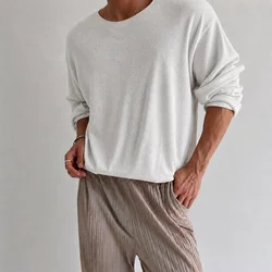 Mens T-Shirt Basic Casual Base T-Shirt Spring And Autumn Daily Pure Color All-Match Simple Thin Long Sleeve Top Men'S Clothing