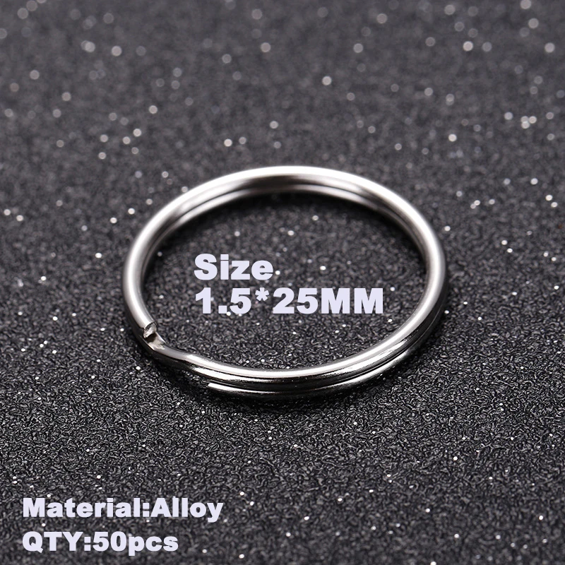 Round Double Loop Jump Rings, Split Rings, Chaveiros, Fits DIY, Handmade Chaveiro, Jóias Acessórios, Atacado, 25mm, 50Pcs