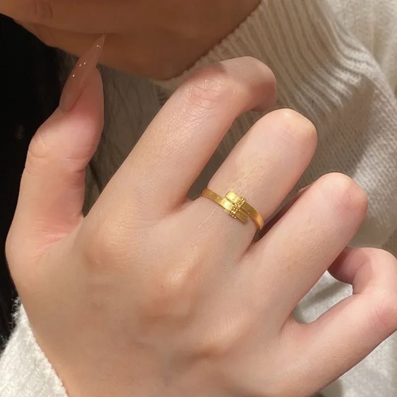 Xiaohongshu أزياء الذهب شعبية بسيطة رائعة افتتاح حلقة المرأة الخفيفة الفاخرة عالية الشعور عبر حلقة قابل للتعديل #4