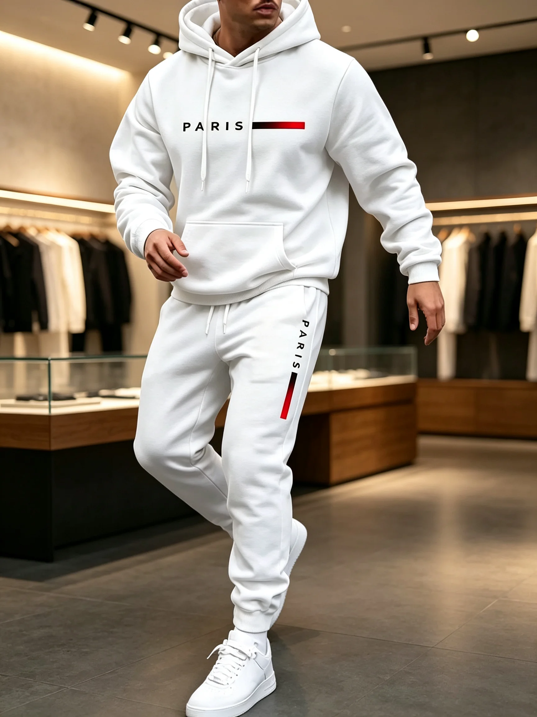 2026Hot sale letter printed sportswear set men hooded sweatshirt long pants set spring and autumn winter warm suit two-piece view 5
