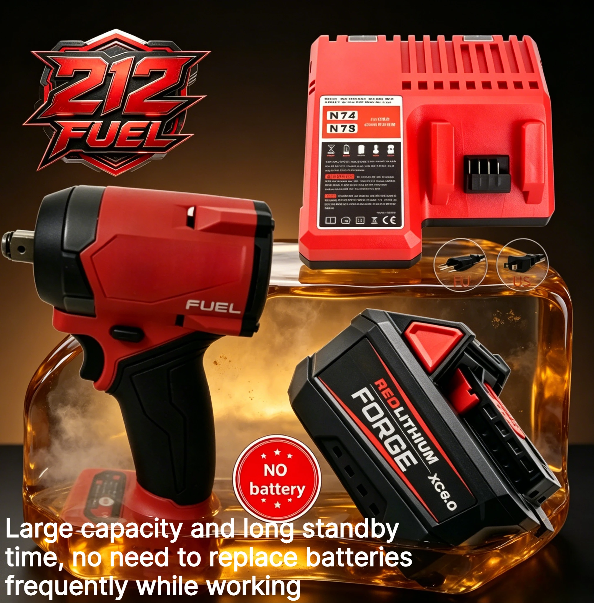 

Fit For Milwaukee M18 18V 6.0Ah Red Lithium Forged Power Battery instant strong power responds heavy working tasks quickly