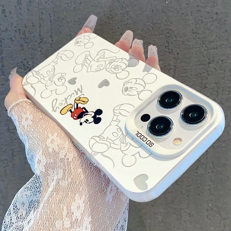 Disney Mickey Minnie Mouse Individuality Cute Phone Case For iPhone 16 14 12 13 11 15ProMax XR XS 7 8 Plus Shockproof Back Cover image 5