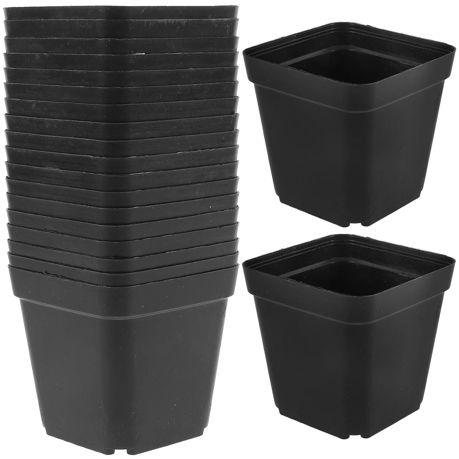 100 pçs plástico pequeno quadrado vasos suculentos preto mini vaso de flores com drenagem para cacto bonsai plantio ao ar livre indoor
