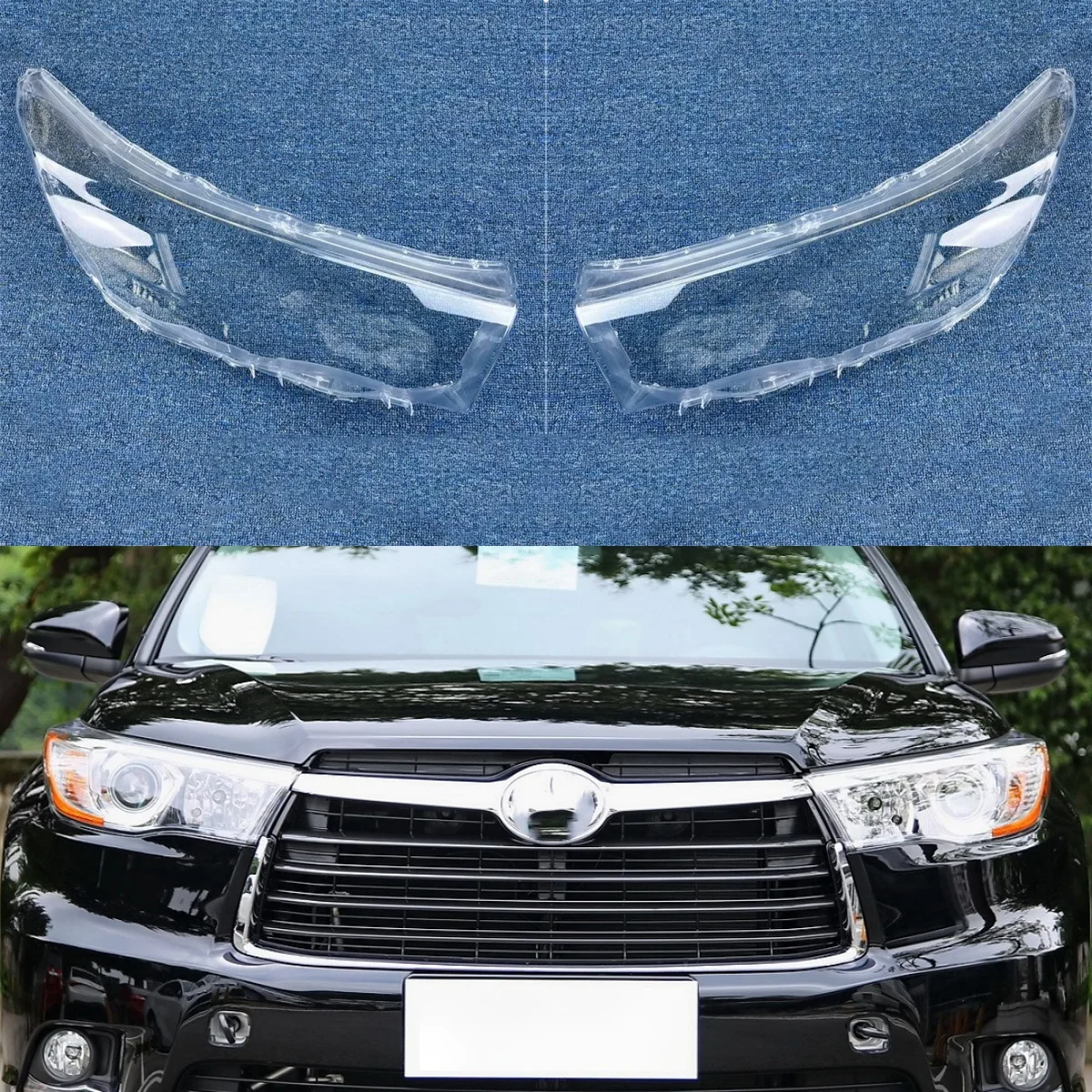 

For Toyota Highlander 2015 2016 2017 Car Headlamp Lens Cover Transparent Lamp Shade Headlight Shell Replace Plexiglass Lampshade