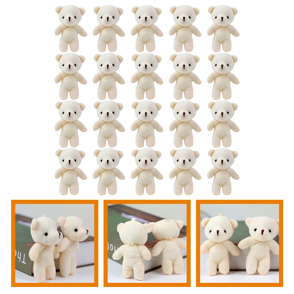 20 Pcs Plush Keychain Cute Mini Bear One-piece Bare (20pcs) Decorative Figurines Multi-function Suspending Baby