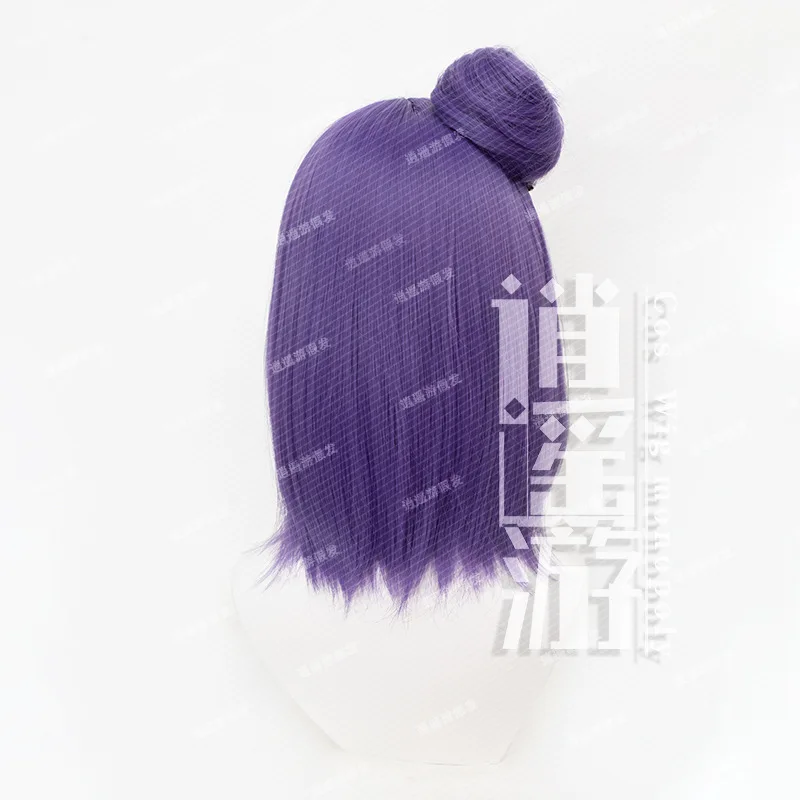 أنيمي كونان شعر مستعار تأثيري 35 سنتيمتر الأرجواني الشعر القصير مقاومة للحرارة شعر مستعار اصطناعي هالوين حفلة تأثيري كونان الباروكات + غطاء شعر مستعار