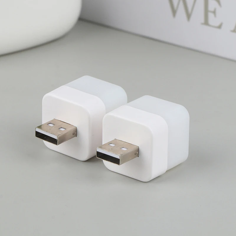 Lampu malam Led Mini USB portabel, pelindung mata persegi untuk komputer meja pengisi daya ponsel 1 buah