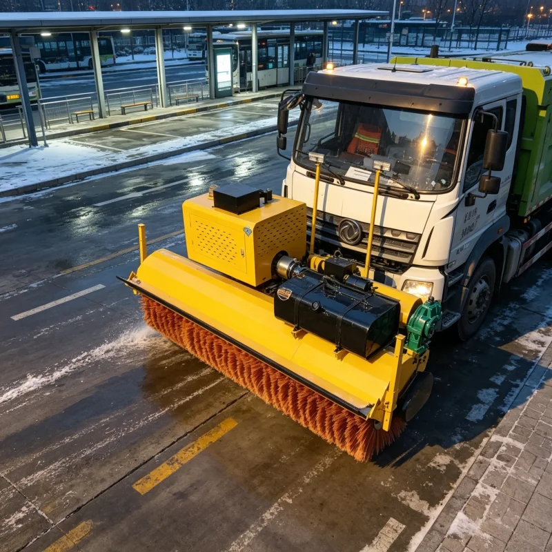 High Performance Hydraulic Snow Sweeping Broom For Wheel Loader Shopping Mall Parking Lot Snow Work