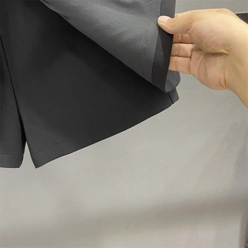 Pantaloni da donna con temperamento patchwork tinta unita a vita alta a gamba larga Pantaloni da donna con pantaloncini slim tascabili alla moda estiva