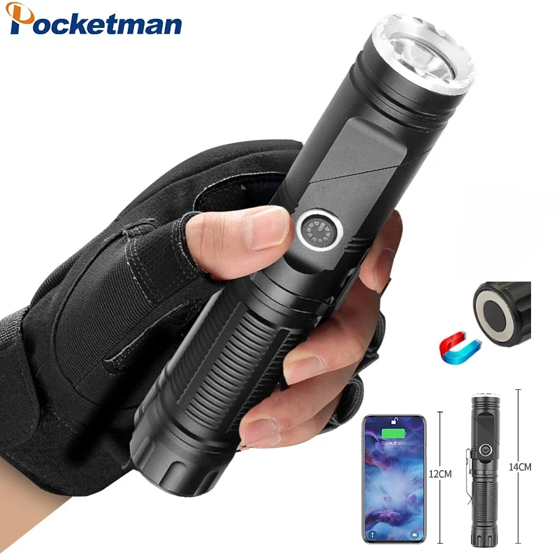 

Most Powerful LED Flashlight 90 Degree Rotatable Head Flashlights USB Rechargeable Work Light Camping Lights Portable Lantern