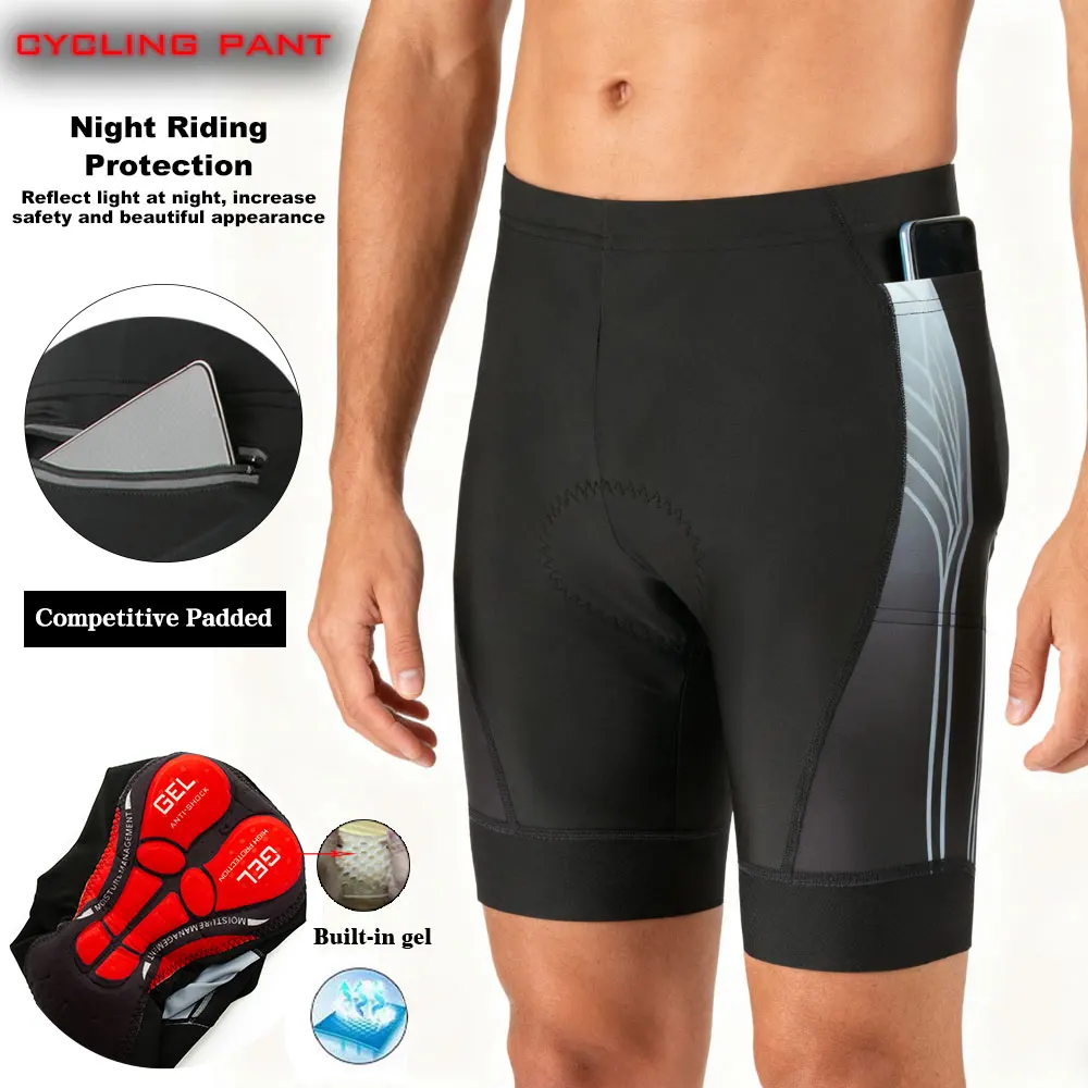 

Men’s 3 Pockets Cycling Shorts High Stretch Breathable Tight Biking Bottoms
