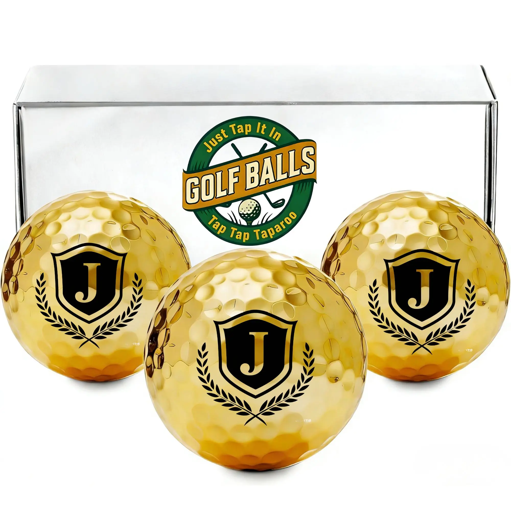 3 pcs Novelty Golf Gifts for Men Unique, Golden Golf Balls with Gift Box, Cool Accessories for Golfers and Father's Day Gift