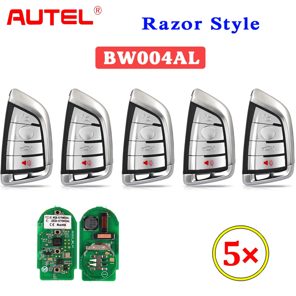 

5Pcs/Lot Autel MaxiIM IKEY Razor Style IKEYBW004AL for BMW 4 Buttons Smart Universal Remote Key Work with KM100 E Key Programmer