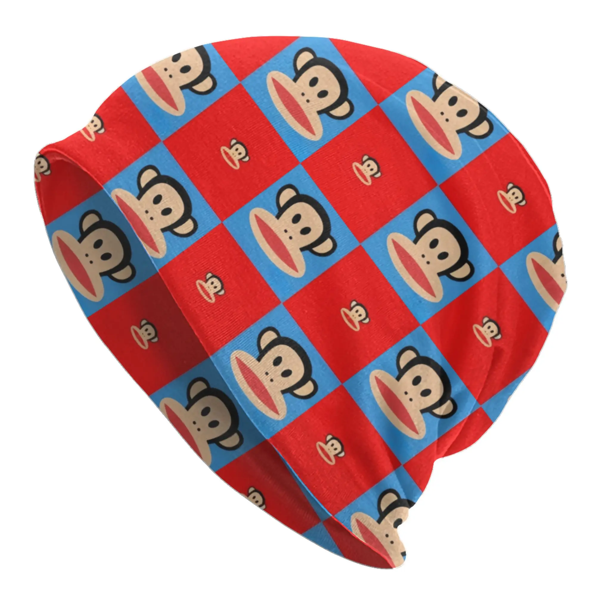 Checkered Plaid Colourful Monkey Skullies Beanies Caps Men Women Unisex Streetwear Winter Warm Knit Hat Adult Lovely Bonnet Hats